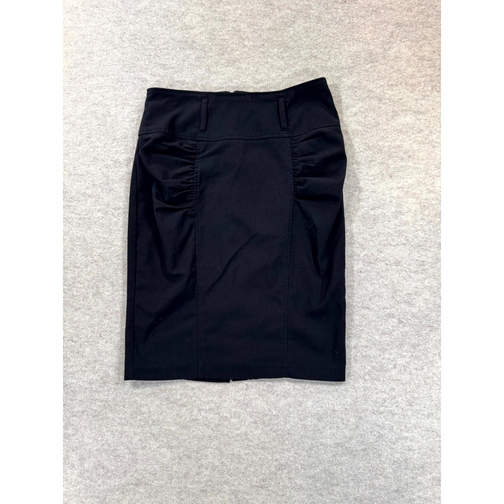 My Michelle Black Ruched Pencil Skirt Womens 5 Back Zip Belt Loops Casual Slit